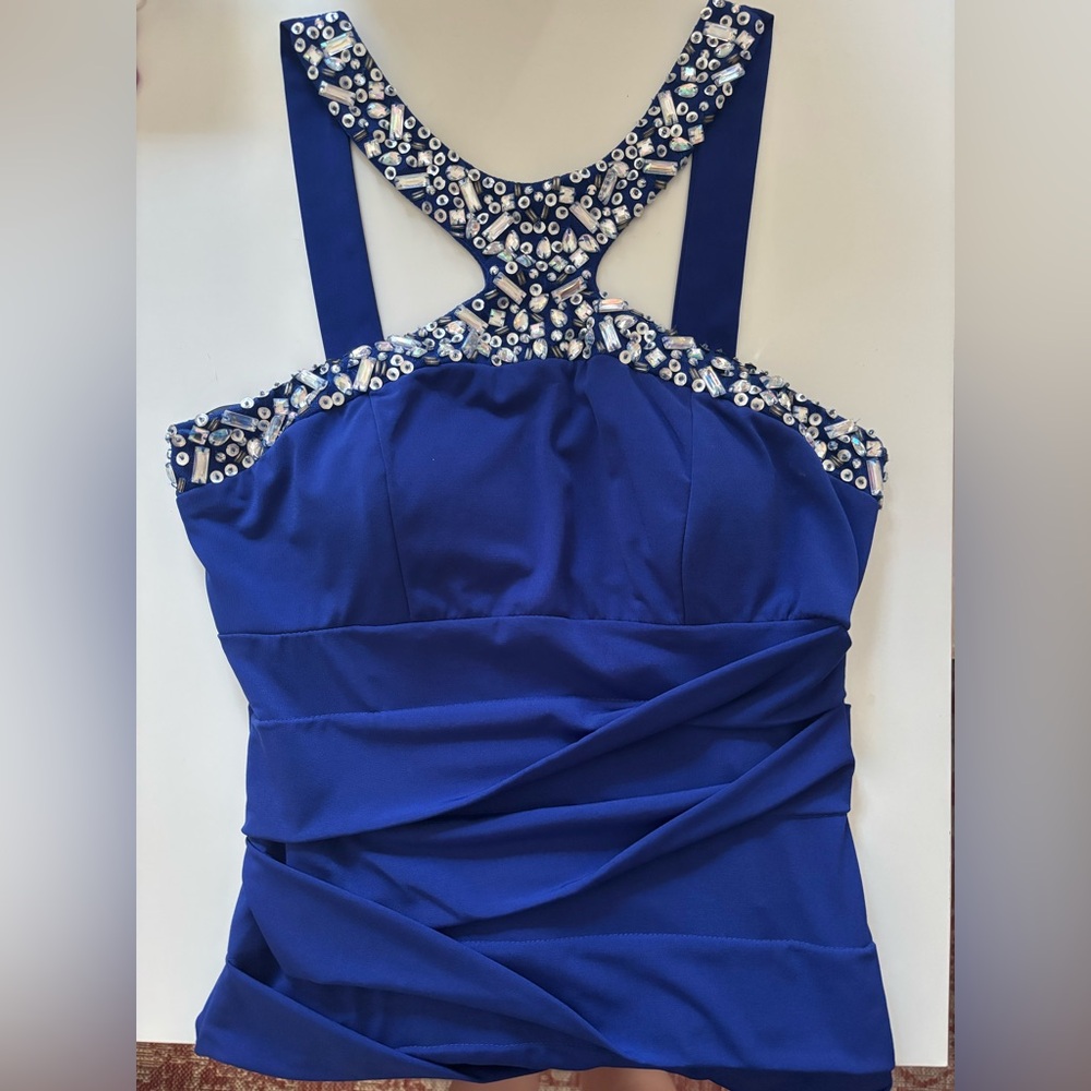Jodi Kristopher Royal Blue Embellished Mini Dress (M)
